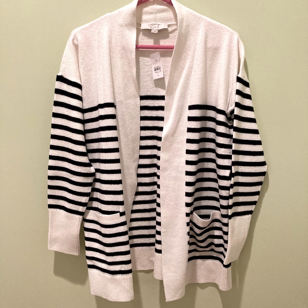 NWT Cream and Navy Cardigan Small